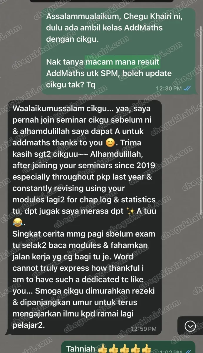SPM 2020 - A for Add Maths after joining the seminars since 2019.