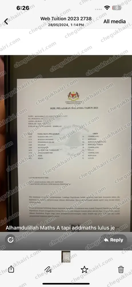 Muhammad Syahmi - SPM 2023 result slip.